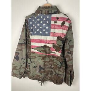 Ralph Lauren Denim & Supply Military Jacket CAMO M-65 USA Flag Mens Size L *rare
